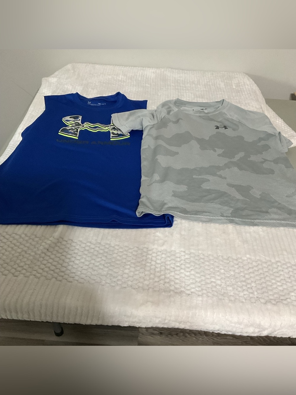 Under Armour Boys Blue Sleeveless Logo Tank & Gray Camo Short-Sleeve Tee Set